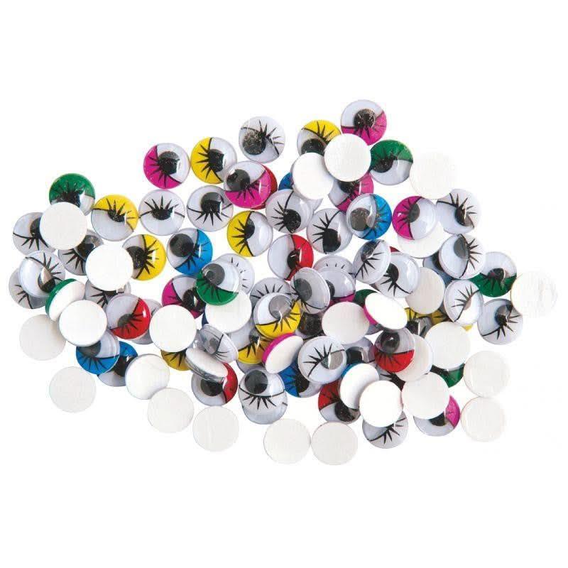 Sachet de 100 yeux mobiles adhésif avec cils, diamètre 10 mm - Ma Rentrée Facile