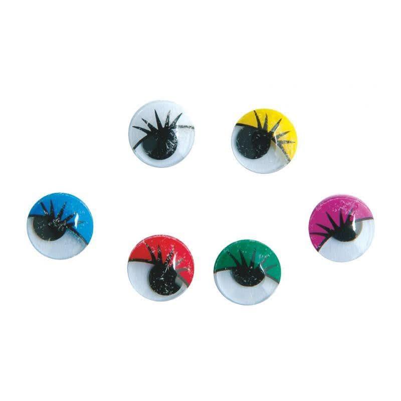 Sachet de 100 yeux mobiles adhésif avec cils, diamètre 10 mm - Ma Rentrée Facile