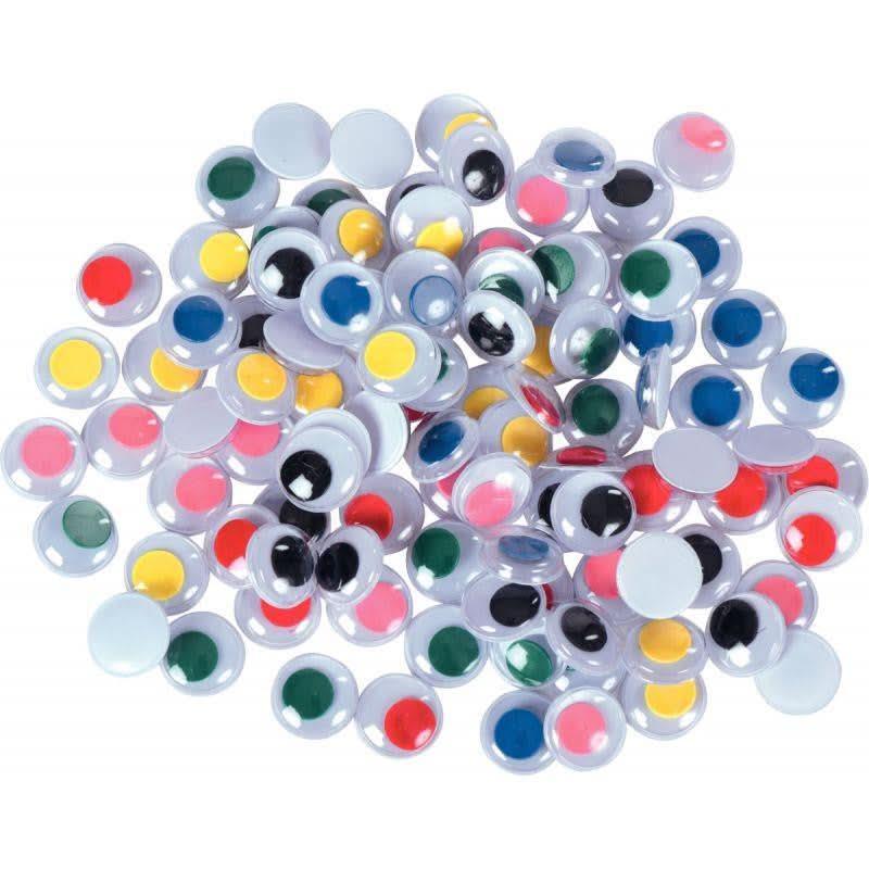 Sachet de 100 yeux mobiles adhésif, diamètre 10 mm, 6 couleurs assorties - Ma Rentrée Facile