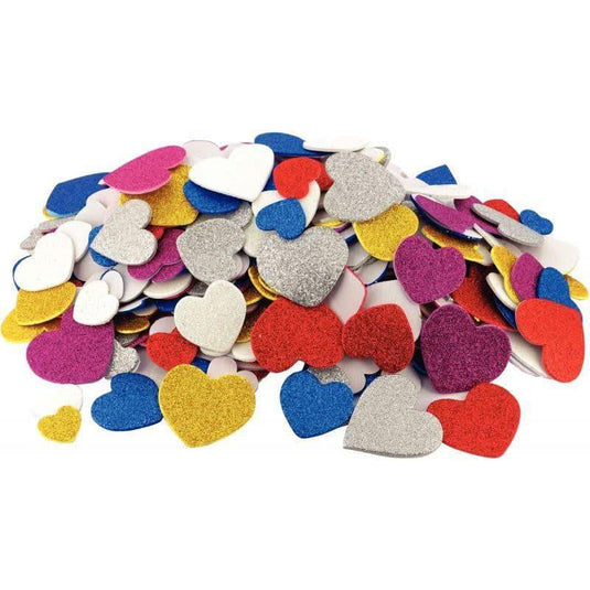 Sachet de 200 coeurs pailletés en mousse de caoutchouc adhésive - Ma Rentrée Facile