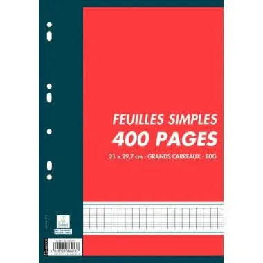 200 feuillets mobiles (400 pages) format 21x29,7cm séyès 70g blanc - Ma Rentrée Facile