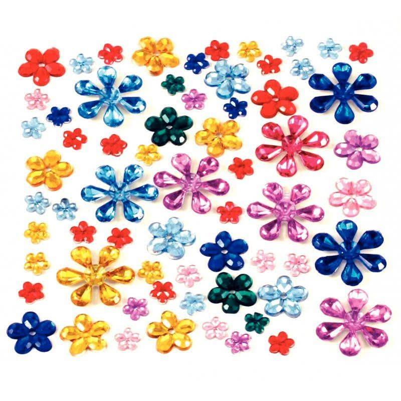 Sachet de 200 pierres décoratives adhésives forme fleurs assorties - Ma Rentrée Facile