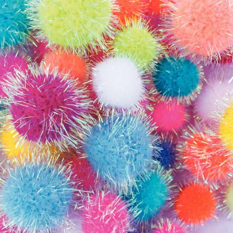 Sachet de 200 pompons irisés, tailles et couleurs assorties - Ma Rentrée Facile