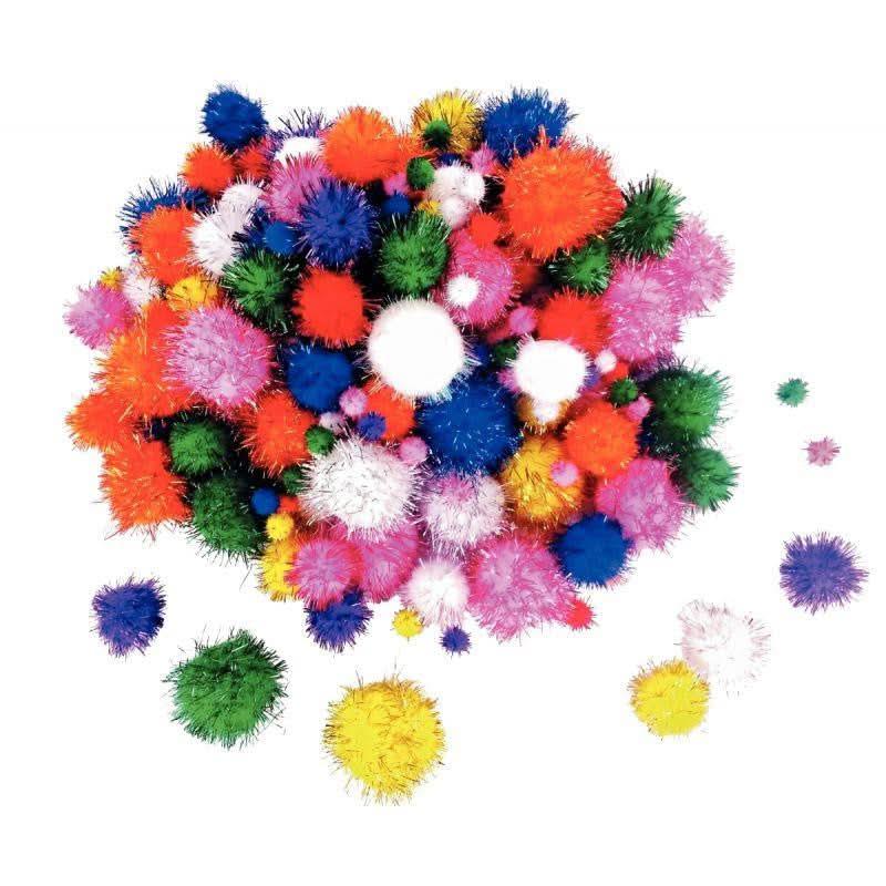 Sachet de 200 pompons métallisés tailles et couleurs assorties - Ma Rentrée Facile