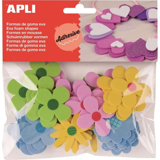 Sachet de 40 fleurs en mousse adhésive couleurs assorties - Ma Rentrée Facile