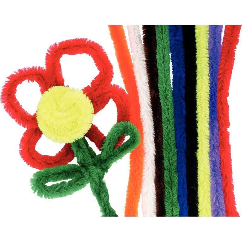 Sachet de 50 chenilles maxi, diamètre 20mm, longueur 50cm, couleurs assorties - Ma Rentrée Facile