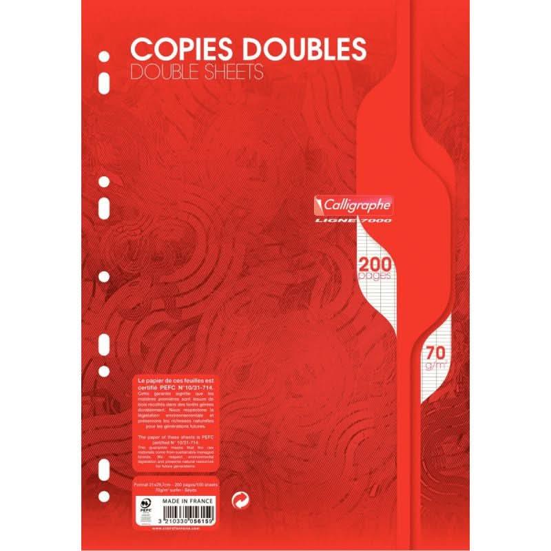 50 copies doubles (200 pages) format 21x29,7 cm séyès 70g blanc, Calligraphe - Ma Rentrée Facile