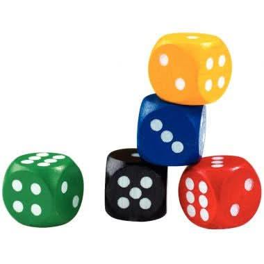 Sachet de 50 dés à jouer 16mm 5 couleurs assorties - Ma Rentrée Facile