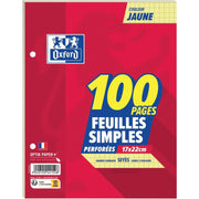 50 feuillets mobiles (100 pages),17x22 cm, Séyès 80g jaune - Ma Rentrée Facile