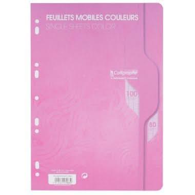 50 feuillets mobiles (100 pages) format 21x29,7cm séyès 80g rose, Calligraphe - Ma Rentrée Facile