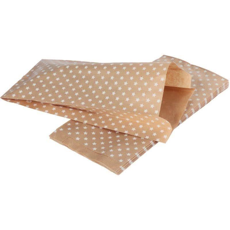 Sachet de 50 pochettes en papier kraft 15 x 31 cm motif étoile blanche - Ma Rentrée Facile