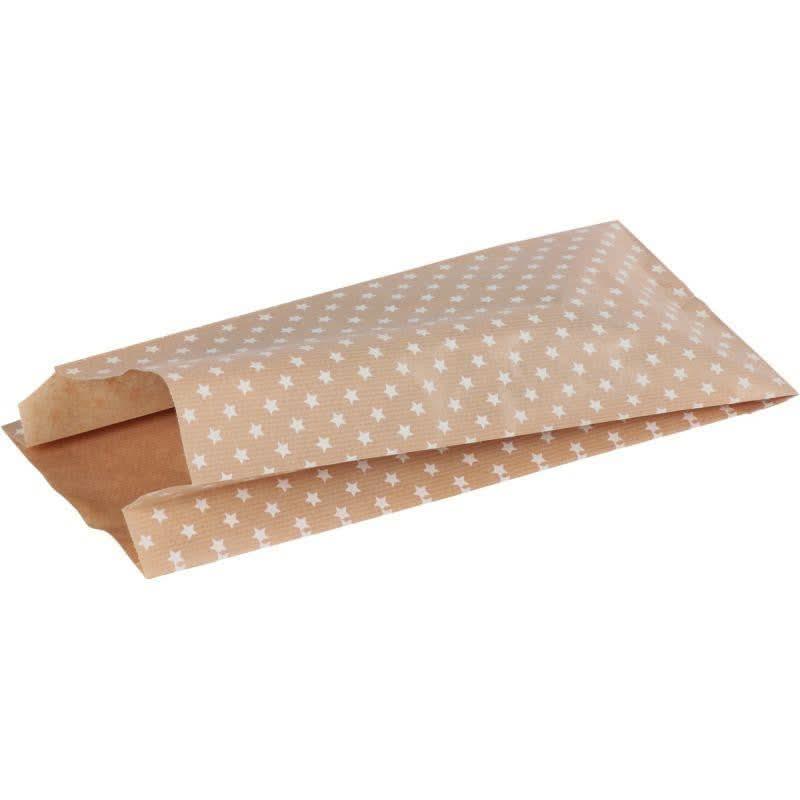 Sachet de 50 pochettes en papier kraft 15 x 31 cm motif étoile blanche - Ma Rentrée Facile