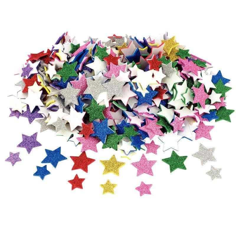 Sachet de 500 étoiles pailletées en mousse de caoutchouc adhésives - Ma Rentrée Facile