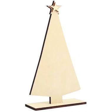 Sapin de Noël plat sur socle en bois - Ma Rentrée Facile