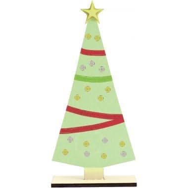 Sapin de Noël plat sur socle en bois - Ma Rentrée Facile