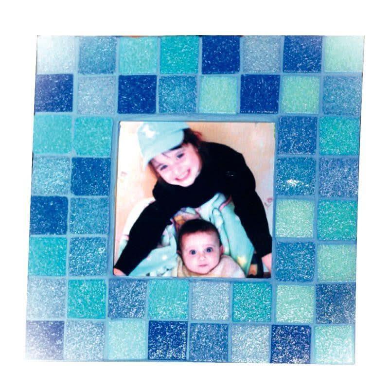 Seau de 1 litre de mosaïques 2x2 cm en pâte de verre panaché bleu - Ma Rentrée Facile