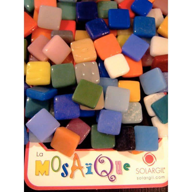 Seau de 1 litre de mosaïques smalt en pâte de verre, 1,2x1,2cm,10 couleurs assorties - Ma Rentrée Facile