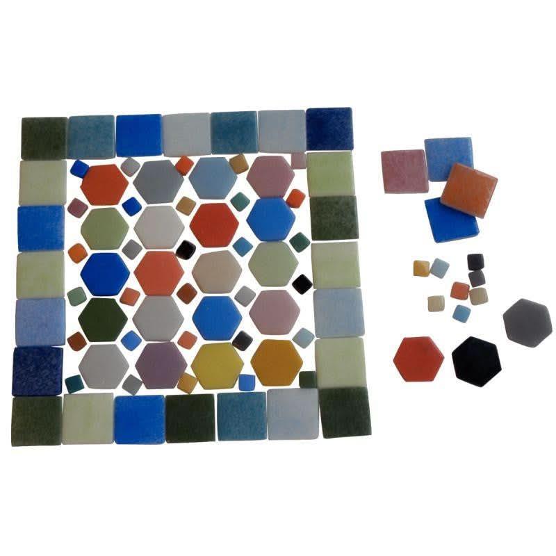 Seau de 1 litre de mosaïques smalt en pâte de verre, 1,2x1,2cm,10 couleurs assorties - Ma Rentrée Facile