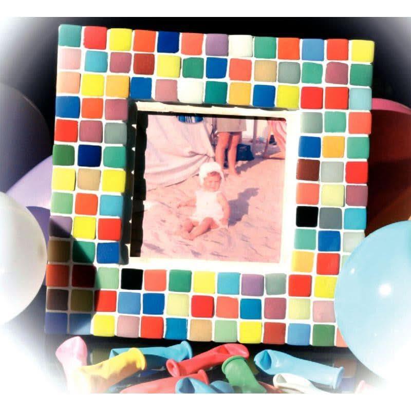 Seau de 1 litre de mosaïques smalt en pâte de verre, 1,2x1,2cm,10 couleurs assorties - Ma Rentrée Facile