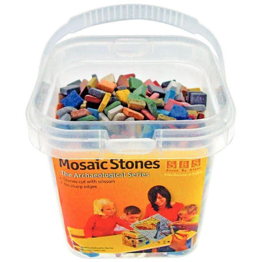 Seau de 1kg de petites mosaïques antiques, 10x10 mm, 12 couleurs assorties - Ma Rentrée Facile