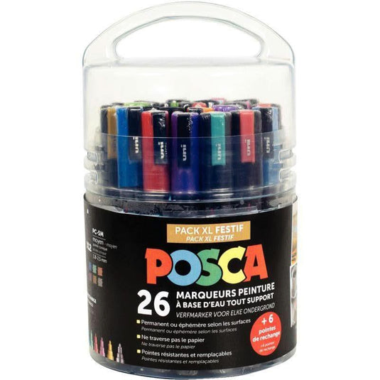 26 marqueurs Posca - Pack XL Educréatif festif + 30 masques animaux offerts - Ma Rentrée Facile