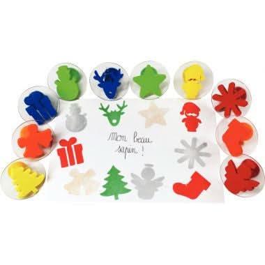 Set de 10 tampons diamètre 7,5 cm, EVA thème Noël - Ma Rentrée Facile