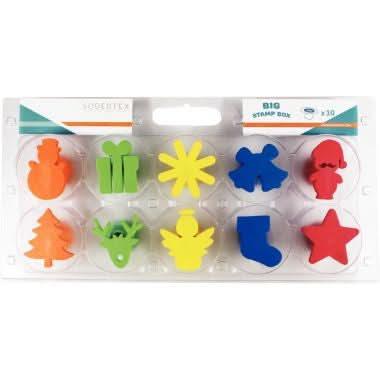 Set de 10 tampons diamètre 7,5 cm, EVA thème Noël - Ma Rentrée Facile