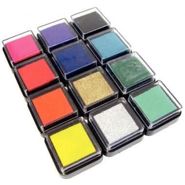 Set de 12 encreurs, 3.5x3.5cm, couleurs assorties - Ma Rentrée Facile