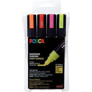 Set de 4 marqueurs Posca pointe moyenne conique PC5M fluo assortis - Ma Rentrée Facile