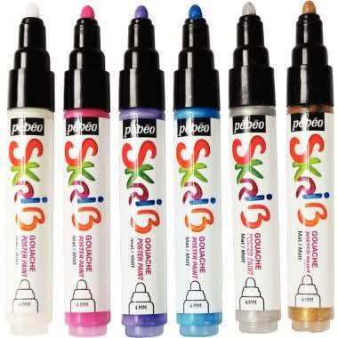 Set de 6 marqueurs gouache coloris poesie Pebeo - Ma Rentrée Facile