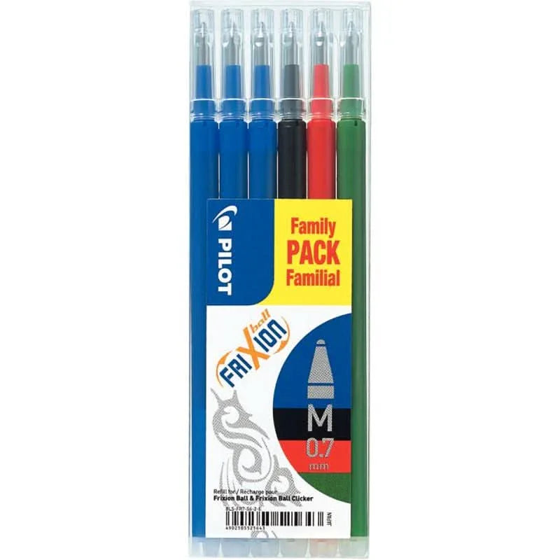 Set de 6 recharges Frixion pointe moyenne assortis - Ma Rentrée Facile