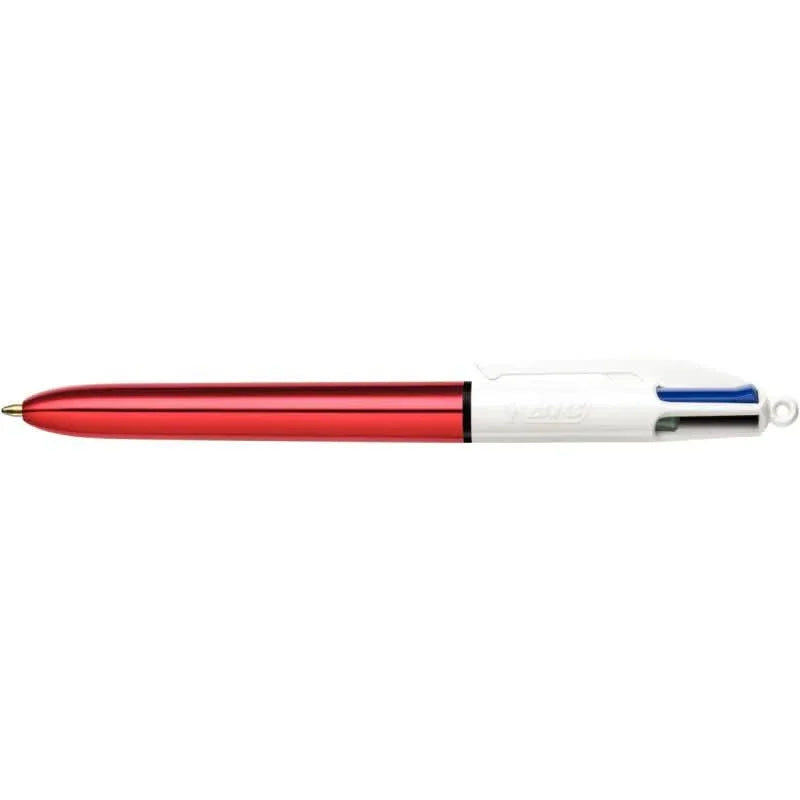 Stylo bille Bic 4 couleurs pointe moyenne Shine rouge - Ma Rentrée Facile