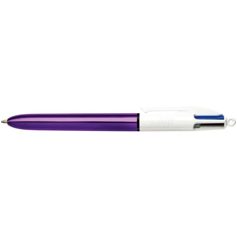 Stylo bille Bic 4 couleurs pointe moyenne Shine violet - Ma Rentrée Facile