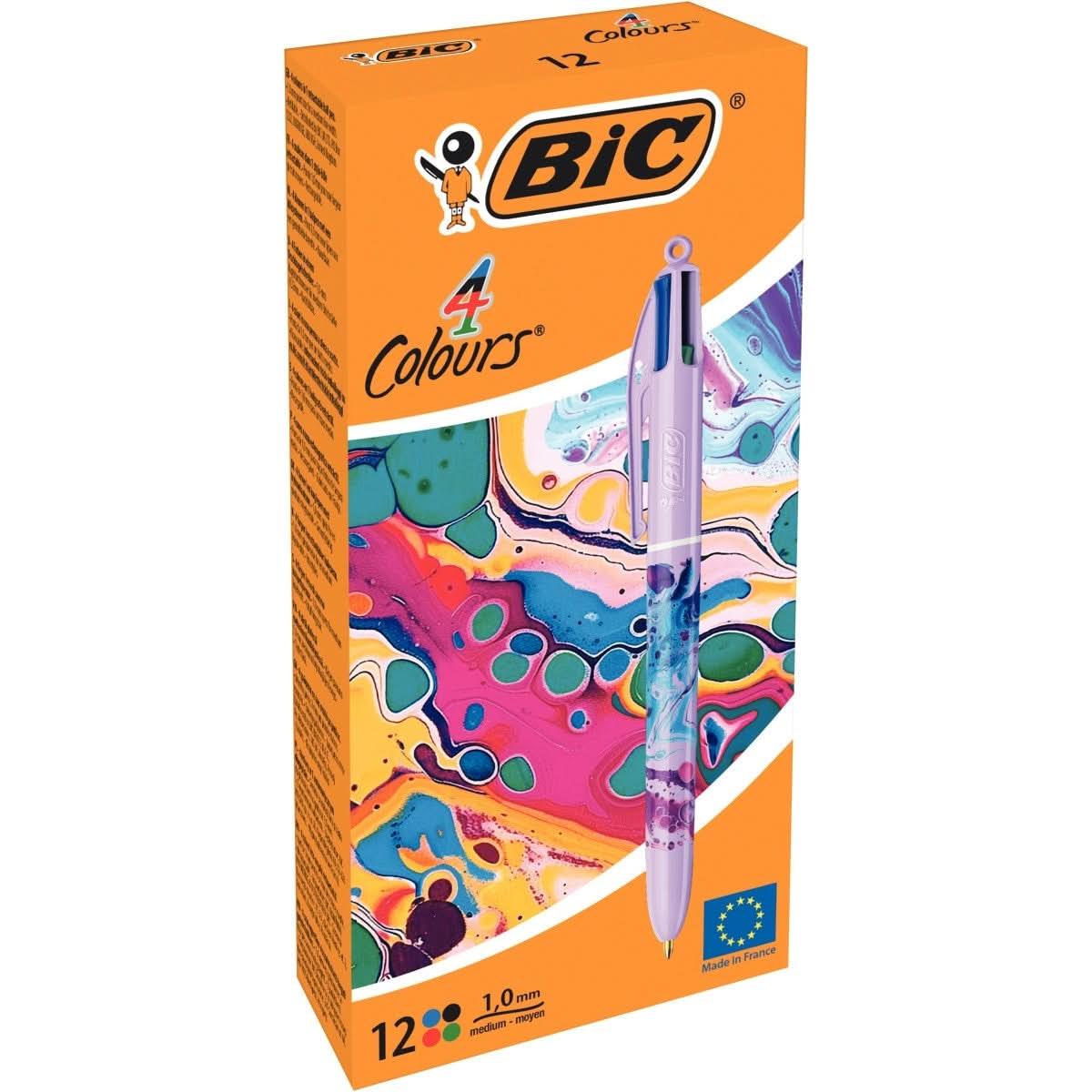 Stylo bille Bic 4 couleurs pointe moyenne Hydro Purple - Ma Rentrée Facile