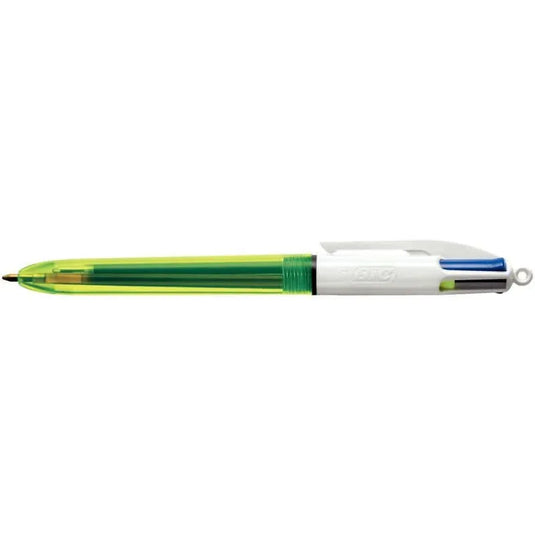 Stylo bille Bic 4 couleurs pointe moyenne fluo - Ma Rentrée Facile