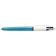 Stylo bille Bic 4 couleurs pointe moyenne Shine bleu métallisé - Ma Rentrée Facile