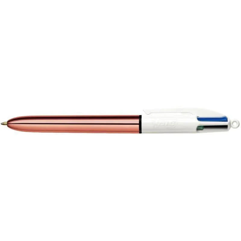 Stylo bille Bic 4 couleurs pointe moyenne Shine rose doré - Ma Rentrée Facile