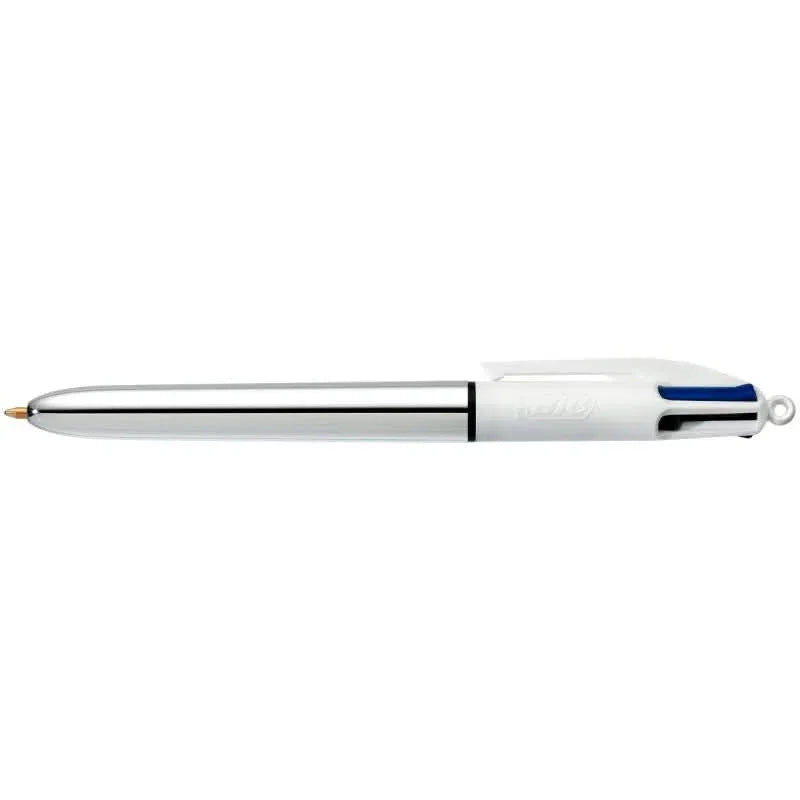 Stylo bille Bic 4 couleurs couleurs pointe moyenne Shine silver - Ma Rentrée Facile