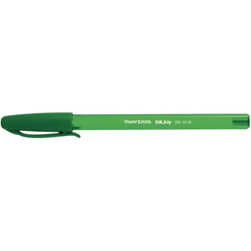 Stylo bille Papermate InkJoy 100 pointe moyenne vert - Ma Rentrée Facile