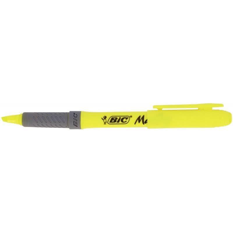Surligneur Bic Highlighter grip jaune - Ma Rentrée Facile
