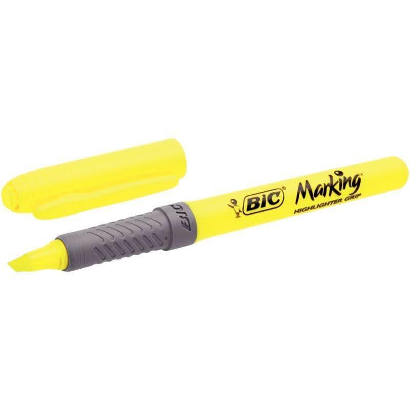 Surligneur Bic Highlighter grip jaune - Ma Rentrée Facile