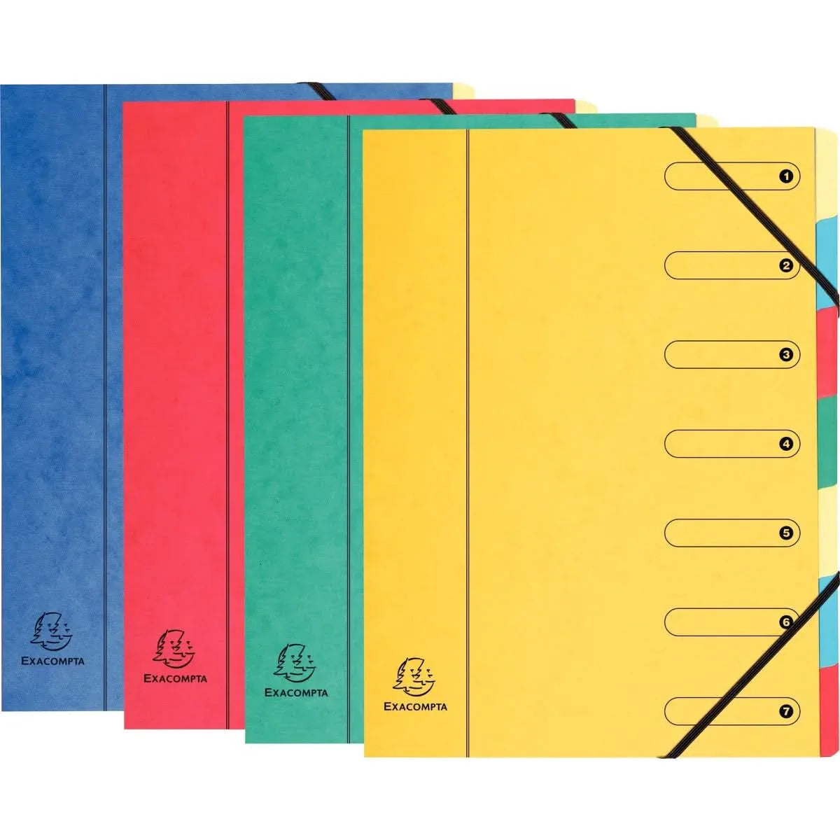 Trieur 12 compartiments en carte lustrée fermeture par élastiques coloris aléatoires - Ma Rentrée Facile