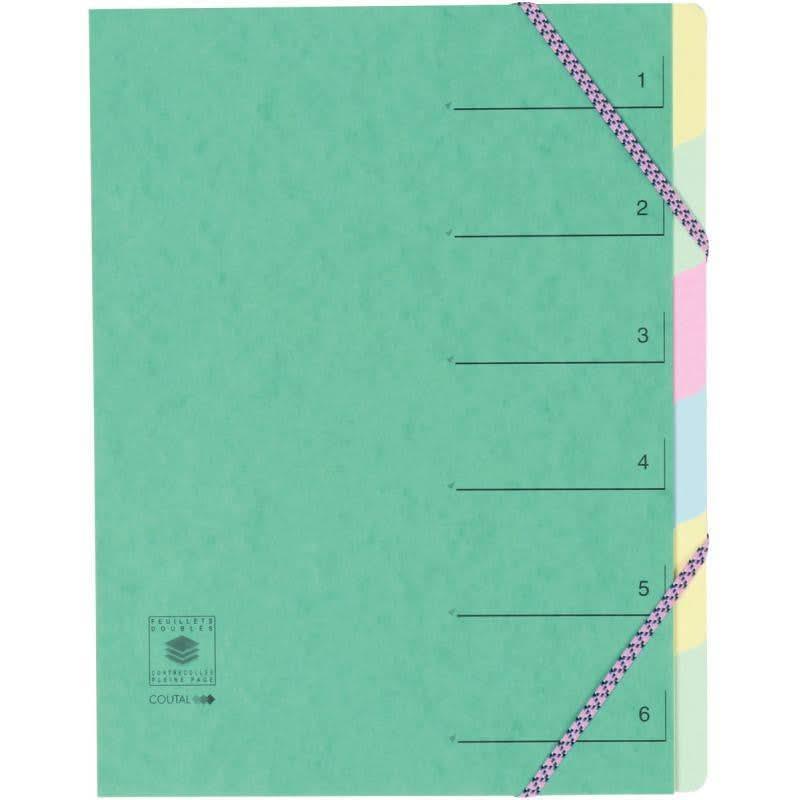 Trieur 6 compartiments en carte lustrée fermeture par élastiques, coloris aléatoires - Ma Rentrée Facile