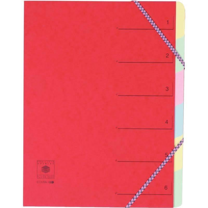 Trieur 6 compartiments en carte lustrée fermeture par élastiques, coloris aléatoires - Ma Rentrée Facile