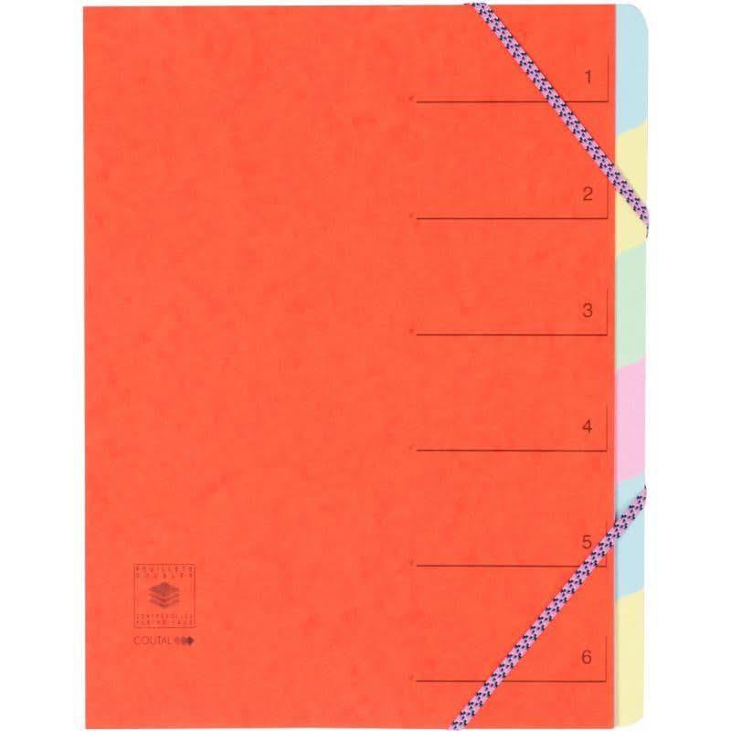 Trieur 6 compartiments en carte lustrée fermeture par élastiques, coloris aléatoires - Ma Rentrée Facile