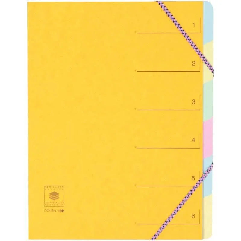 Trieur 6 compartiments en carte lustrée fermeture par élastiques, coloris aléatoires - Ma Rentrée Facile