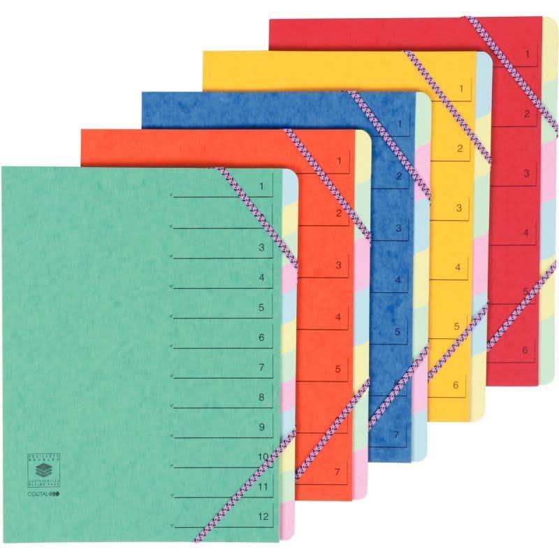 Trieur 6 compartiments en carte lustrée fermeture par élastiques, coloris aléatoires - Ma Rentrée Facile