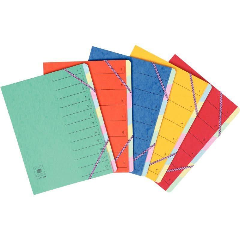 Trieur 6 compartiments en carte lustrée fermeture par élastiques, coloris aléatoires - Ma Rentrée Facile