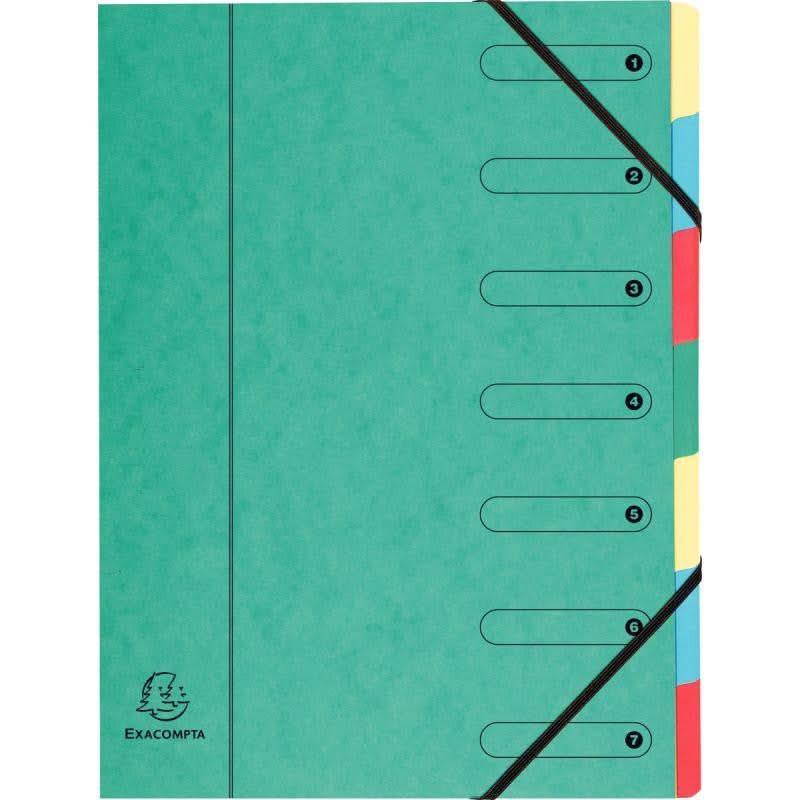 Trieur 7 compartiments en carte lustrée fermeture par élastiques, coloris aléatoires - Ma Rentrée Facile