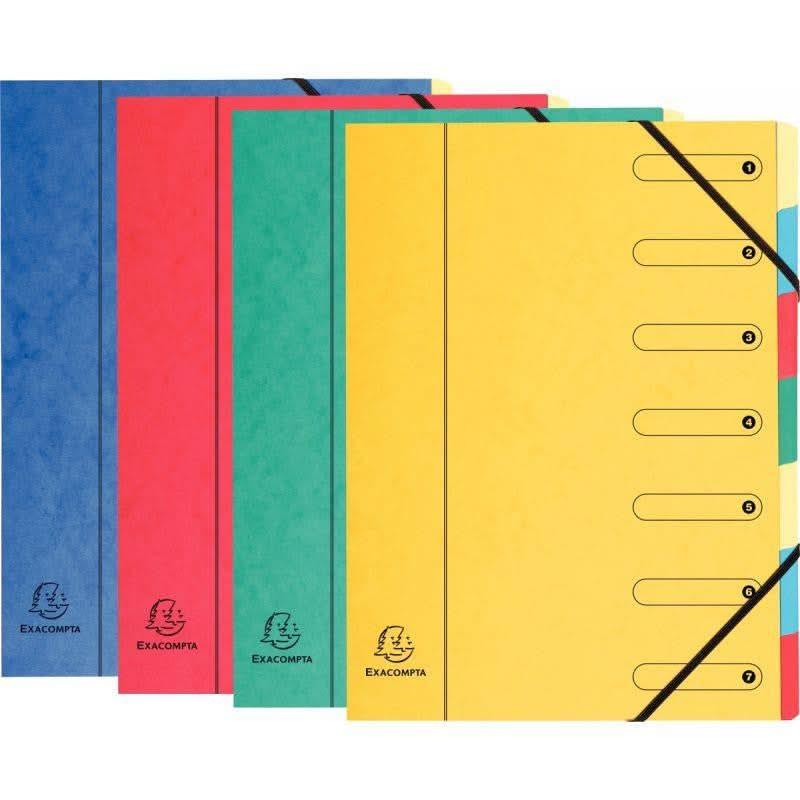 Trieur 7 compartiments en carte lustrée fermeture par élastiques, coloris aléatoires - Ma Rentrée Facile